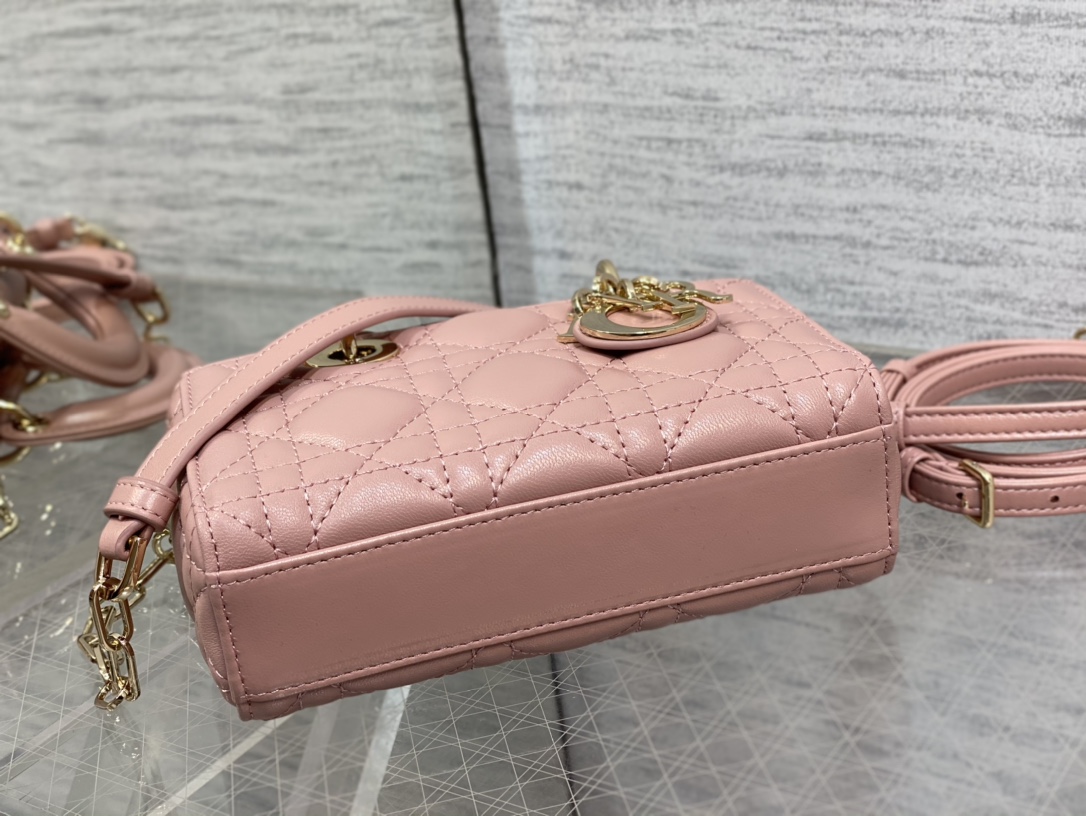 Micro Lady D-Joy Bag Pink Cannage Lambskin